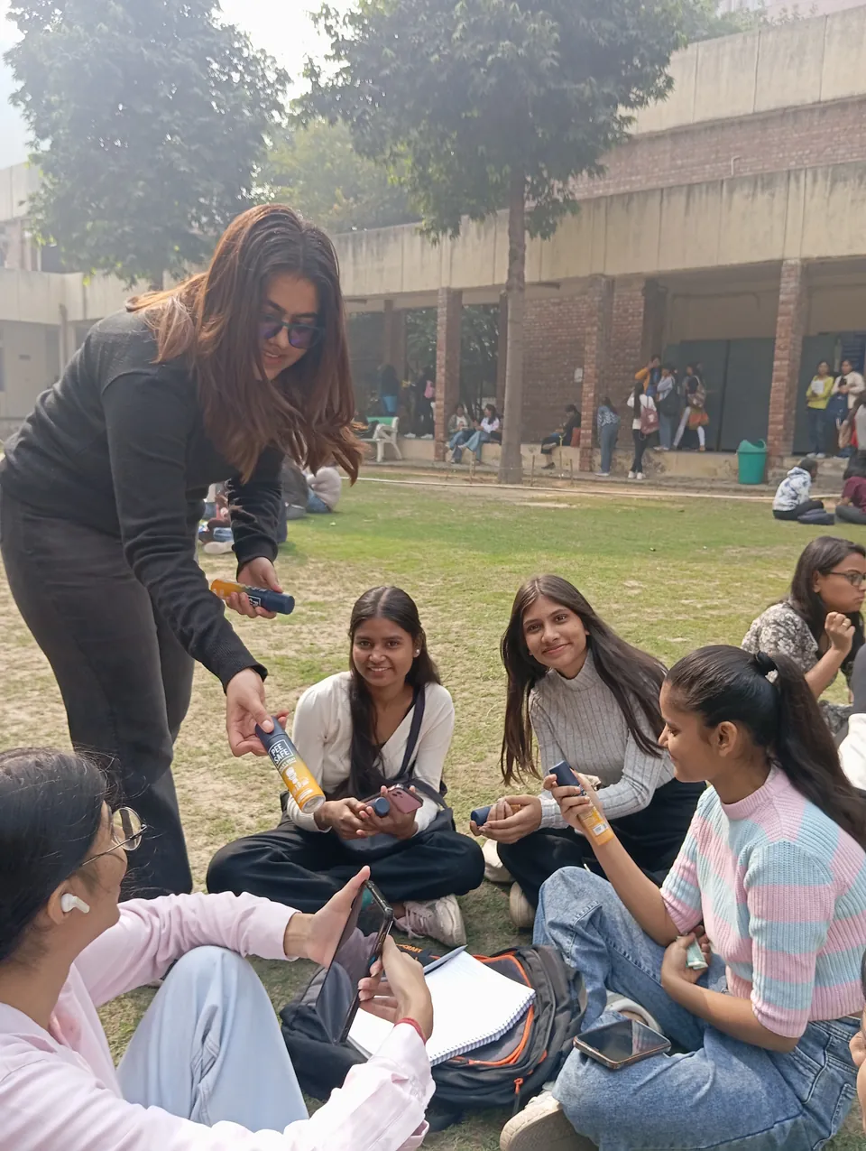 Student volunteers at a Pee Safe campus sampling drive